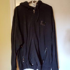 LRG black hoodie leather patches